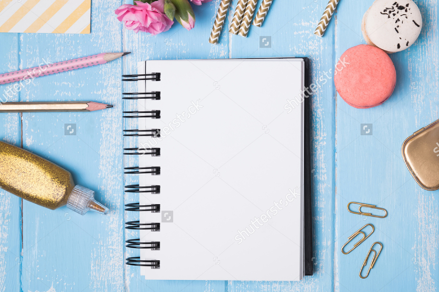 styled mockup with blank notepad