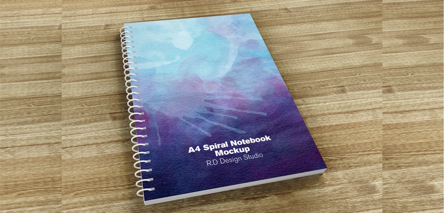 editable spiral notebook mockup