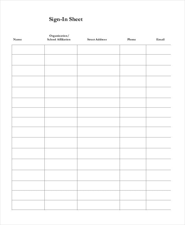 Event Sign In Sheet Template - 17+ Free Word, PDF Documents Download