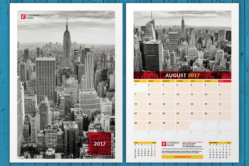 wall calendars with buildings background