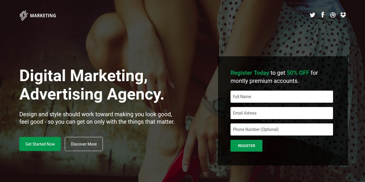 marketing product launch landing page template