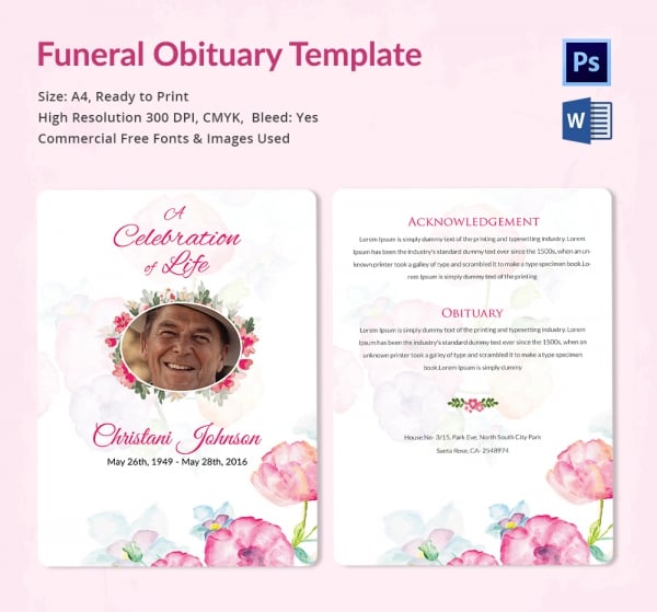 premium funeral obituary template