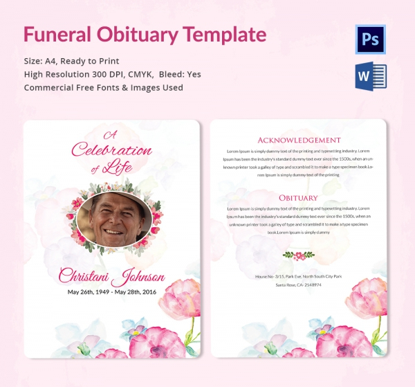 Obituary Template 10+ Free Word, PSD Format Download