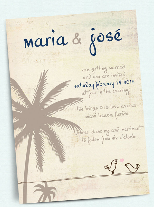 beach wedding invitation template