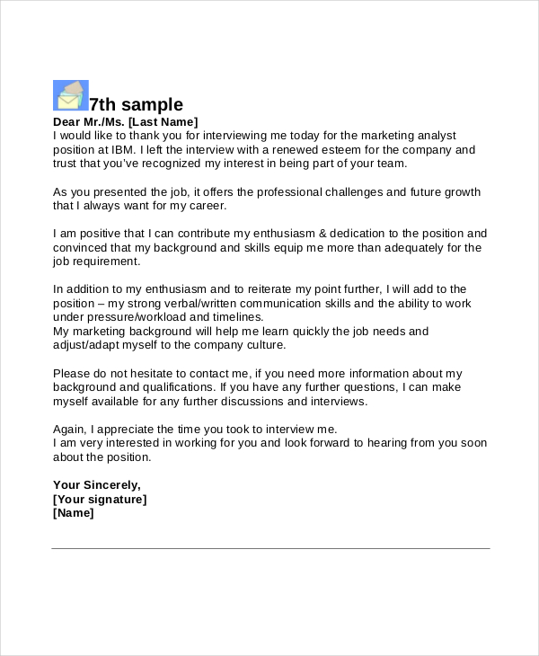 13+ Sample Interview Thank You Letters - DOC, PDF | Free & Premium Templates