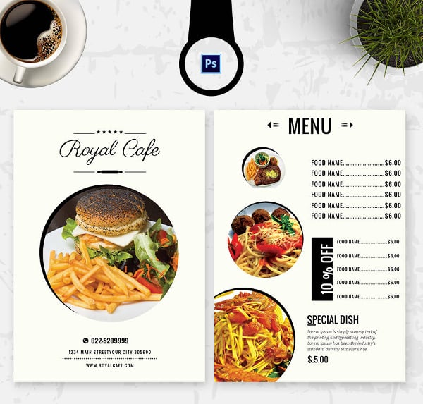 cafe menu template