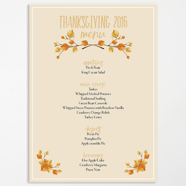 thanksgiving menu template word free download