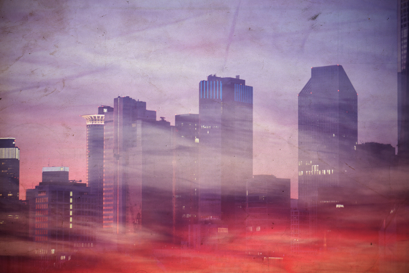 city scape double exposure photo