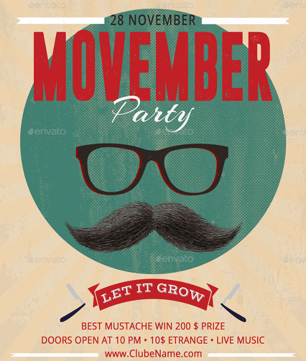 retro movember party poster