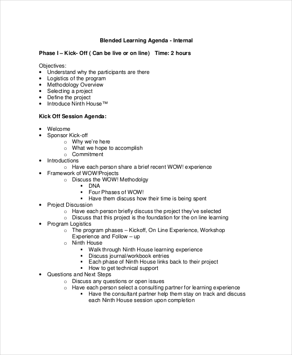 sample blended learning agenda