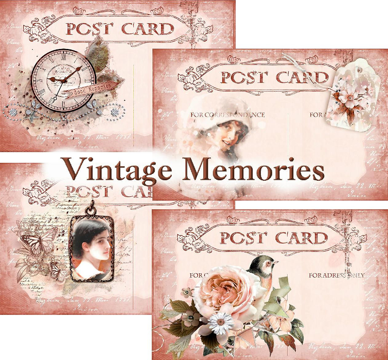 vintage memories post card design