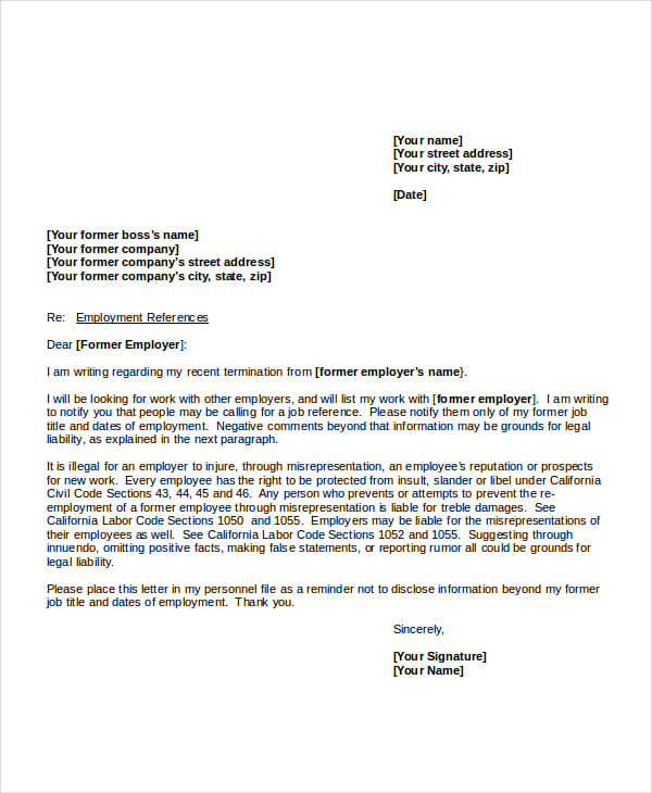 letter of recommendation format for job