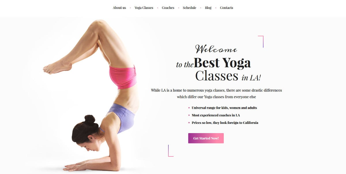 premium yoga studio scrolling wordpress website theme