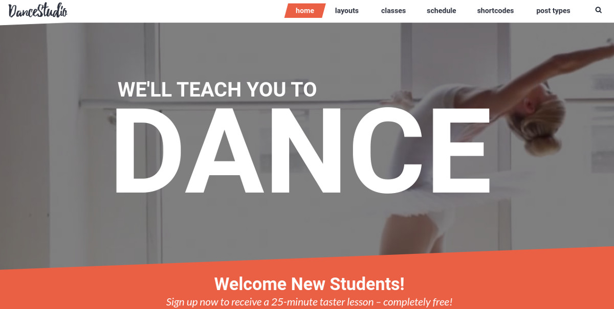 wordpress website theme for dance schools
