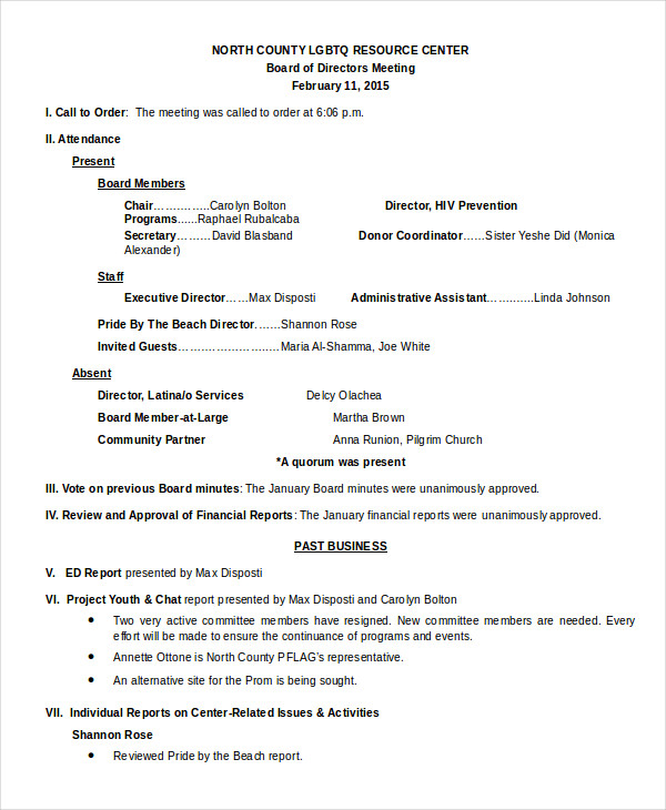 board meeting minutes template