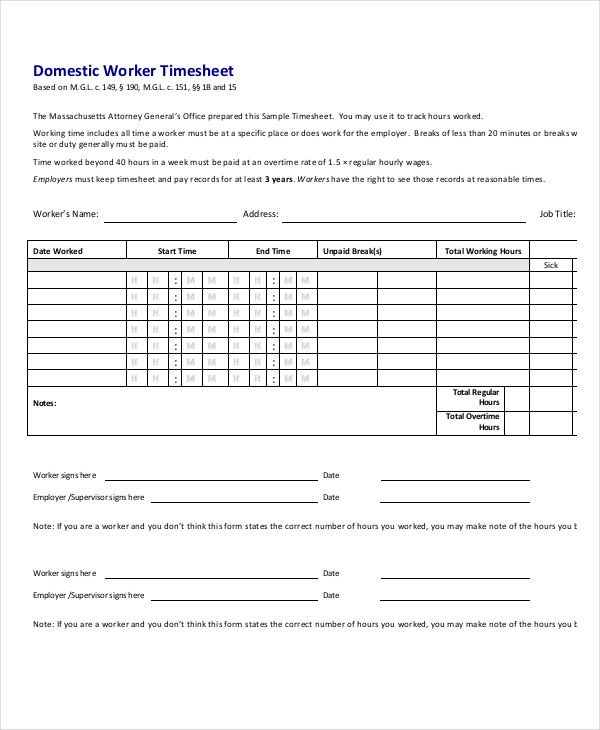 12+ Printable Timesheet Templates Pages, Word, Docs