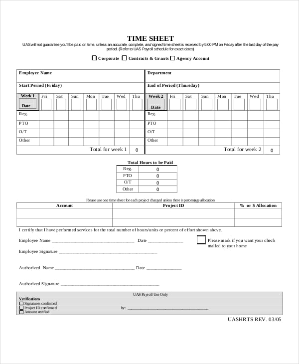 12+ Printable Timesheet Templates Pages, Word, Docs