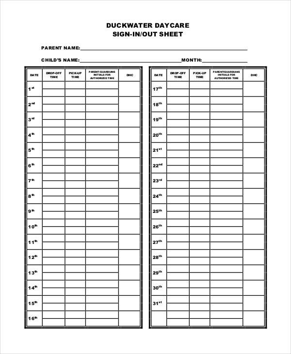 Sign In Sheet 30 Free Word Excel PDF Documents Download