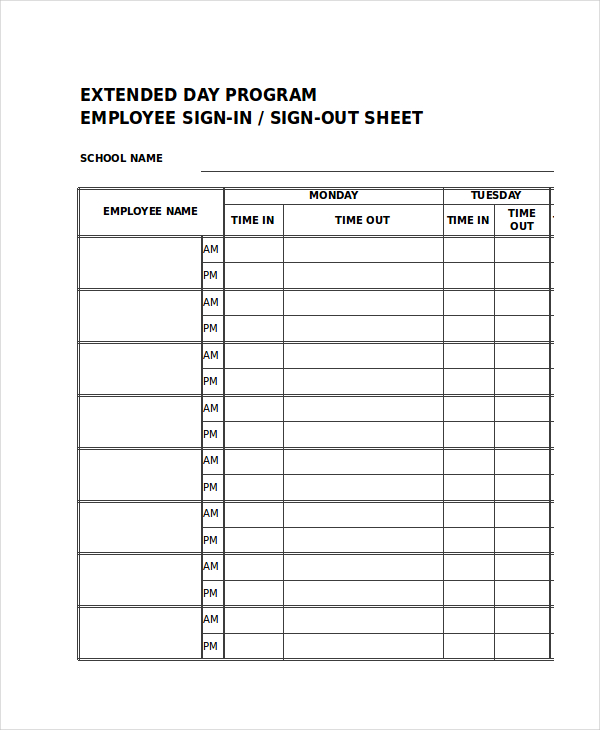 Sign In Sheet 30 Free Word Excel PDF Documents Download