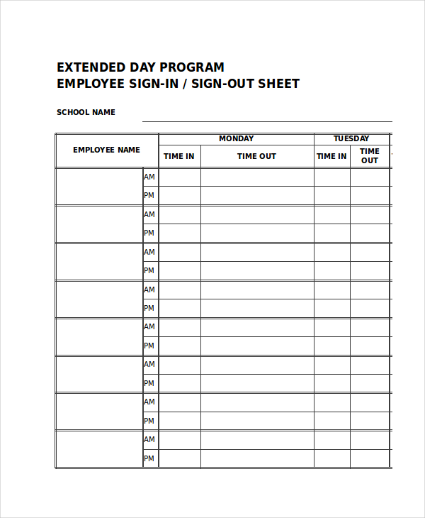 Sign In Sheet 30+ Free Word, Excel, PDF Documents Download