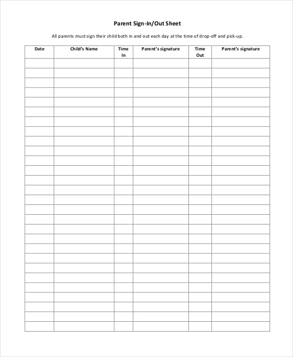 Sign In Sheet - 30+ Free Word, Excel, PDF Documents Download
