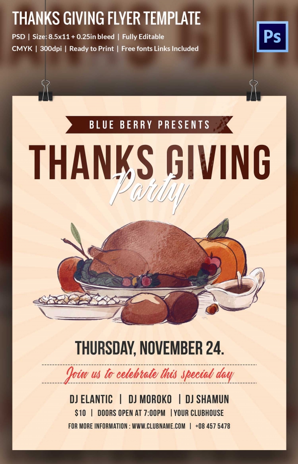 Free Printable Thanksgiving Flyer Template Printable Templates