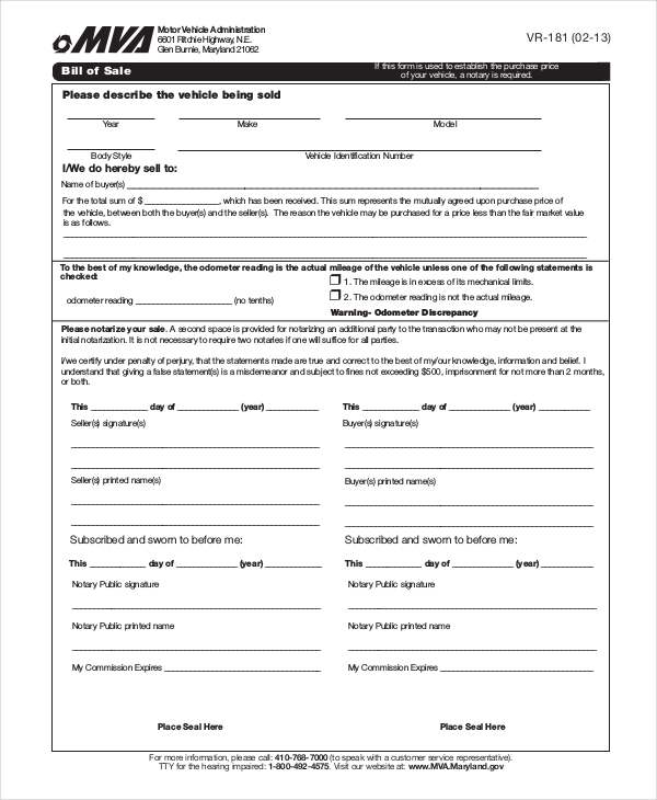 Car Bill of Sale 5  Free Word PDF Documents Download