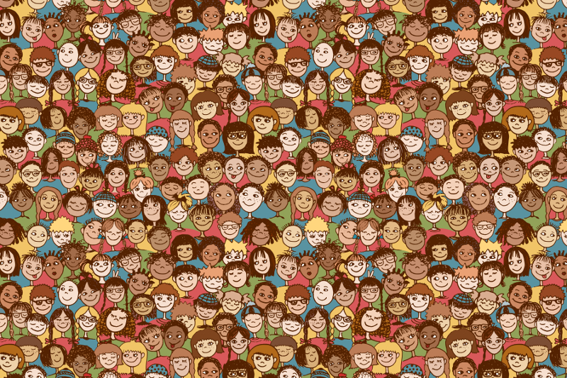 pattern design little people doodles