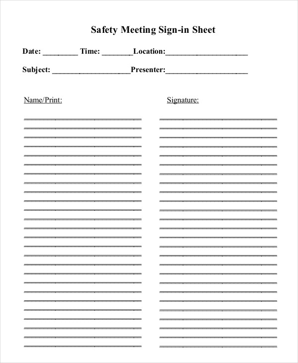 Sign In Sheet Template - 12+ Free Wrd, Excel, PDF Documents Download