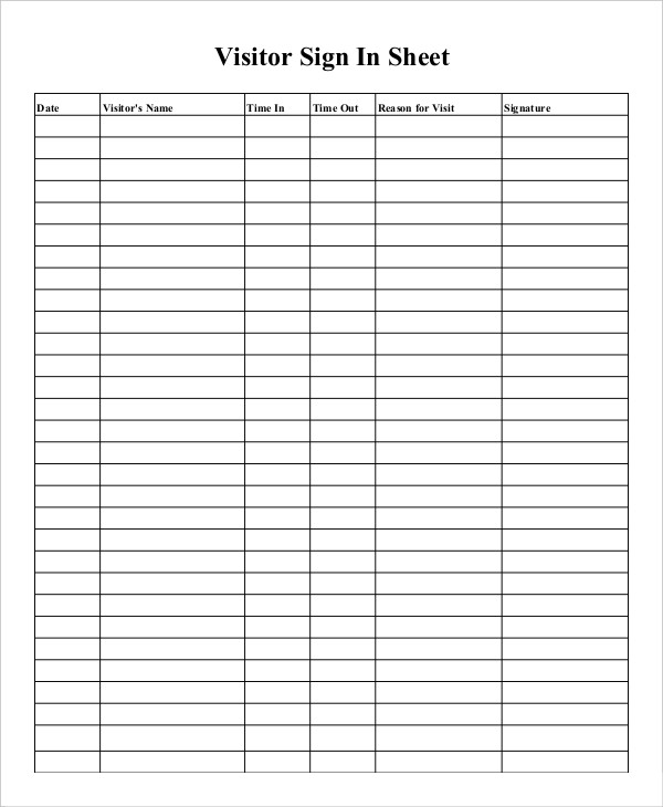 Sign In Sheet Template - 12+ Free Wrd, Excel, PDF Documents Download