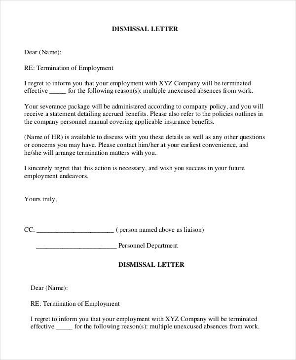 job termination letter