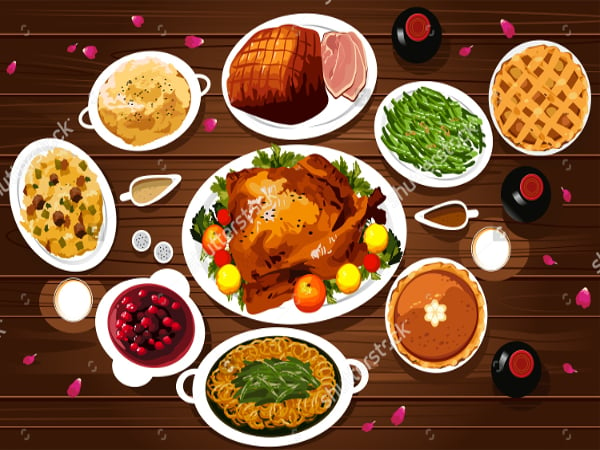 a vector illustration of food of thanksgiving