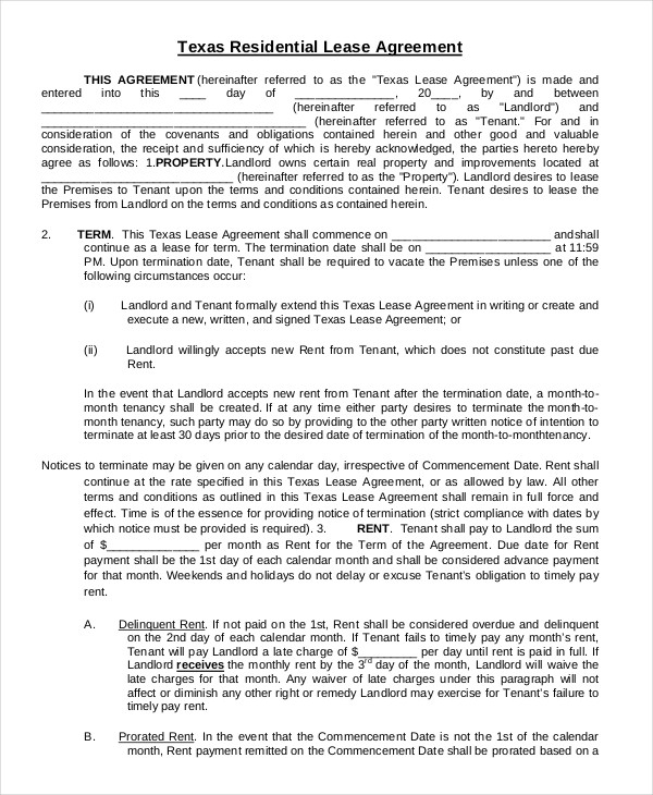 18 printable residential lease agreements word pdf free premium