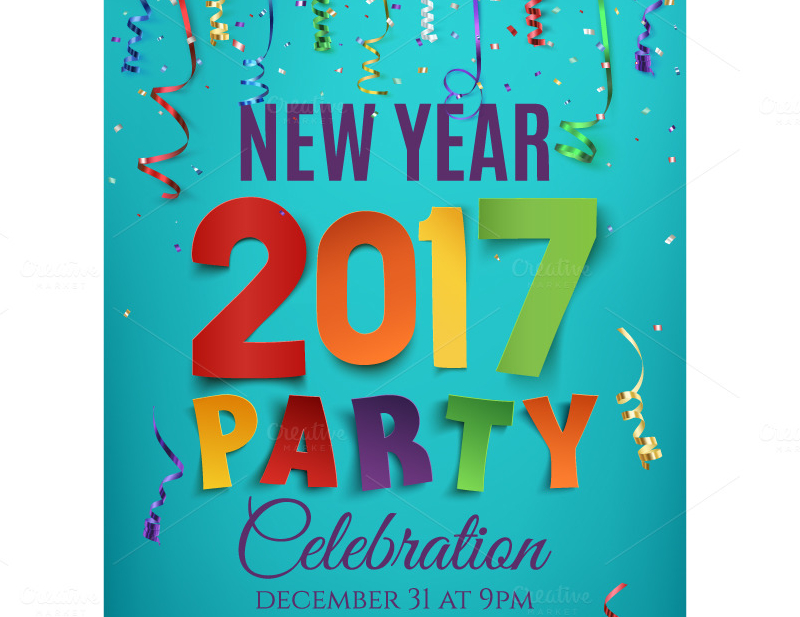 traditional new year 2017 party poster