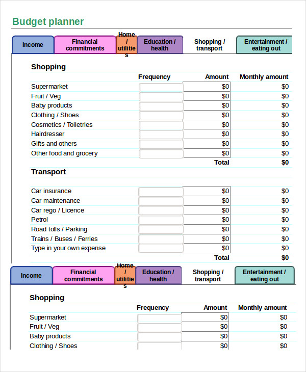 budget planner excel template