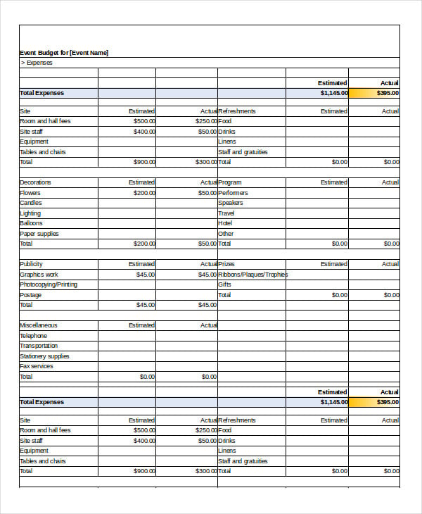 event-budget-spreadsheet-template