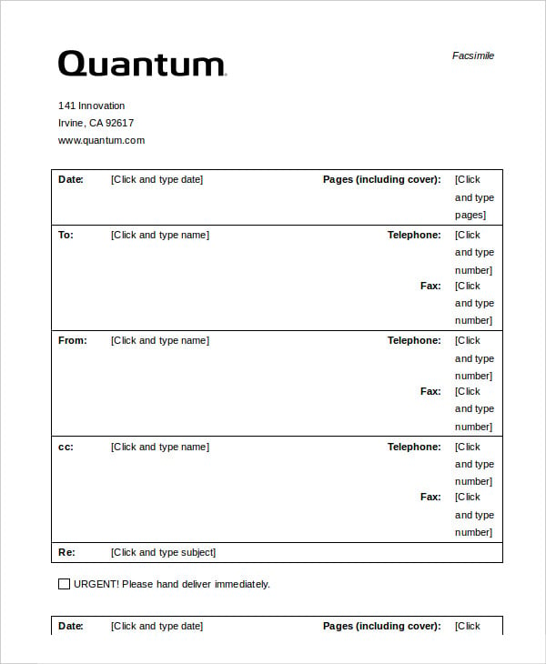 quantum fax cover sheet template word