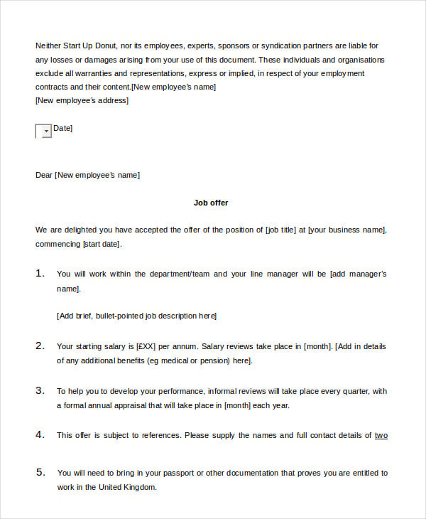 employee job offer letter