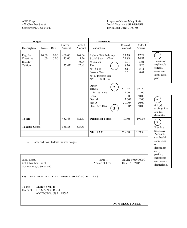 pay stub example template
