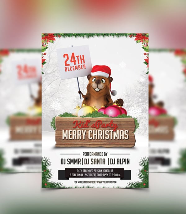 kids christmas party invitation template