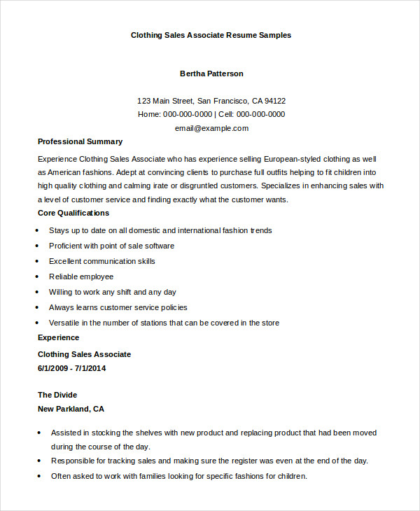 7+ Sales Associate Resume Templates PDF, DOC