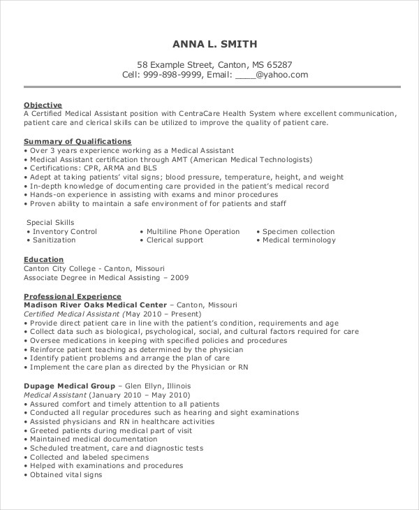 medical assistant resume