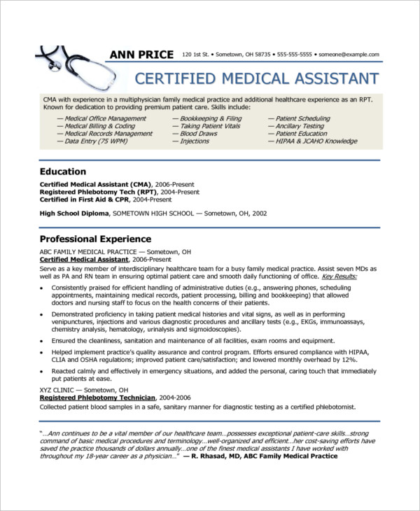 dermatology medical assistant duties resume