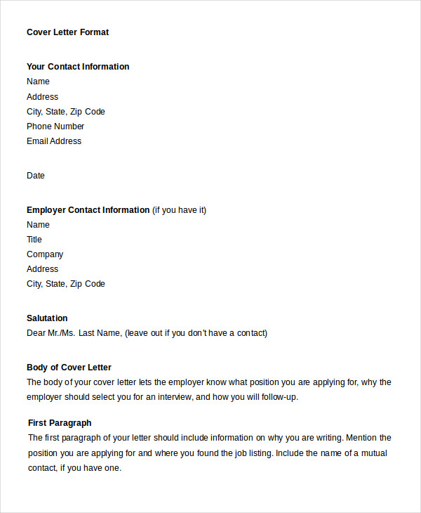 professional cover letter format