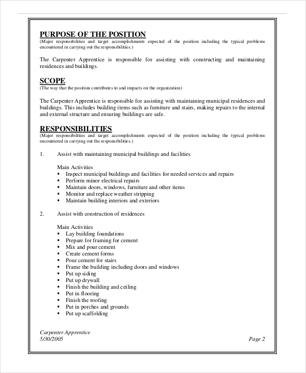 Construction Carpenter Job Requirements Picture Of Carpenter