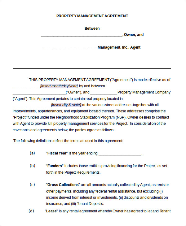 property rental agreement