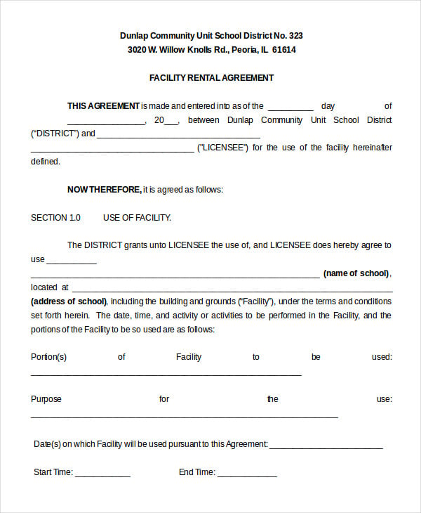 Free Facility Rental Agreement Template