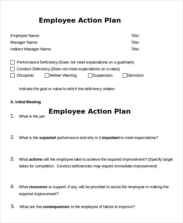 employee action plan template