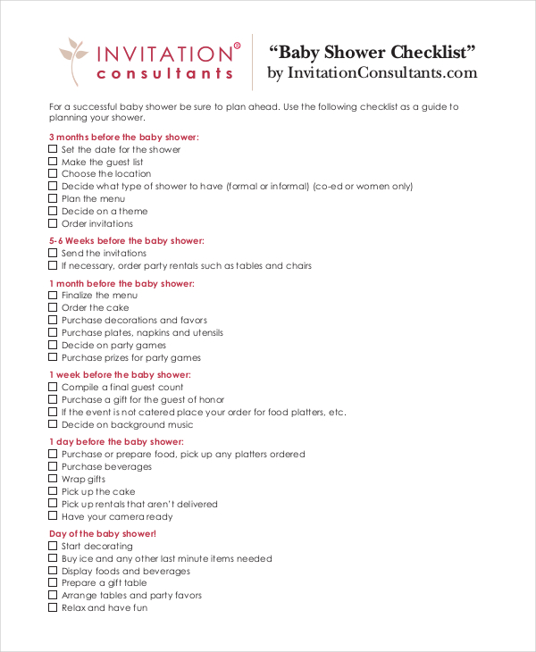 Baby Shower Checklist 6+ Free PDF, PSD Documents Download