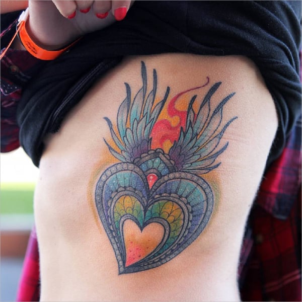 colorful heart tattoo
